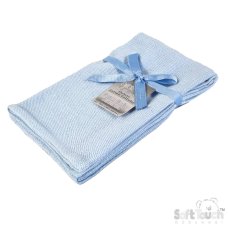 CBP60-B: Blue Deluxe Personalisation Cellular Cotton Roll Blanket